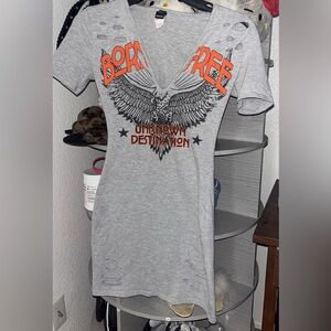 Gray Graphic T-Shirt Dress